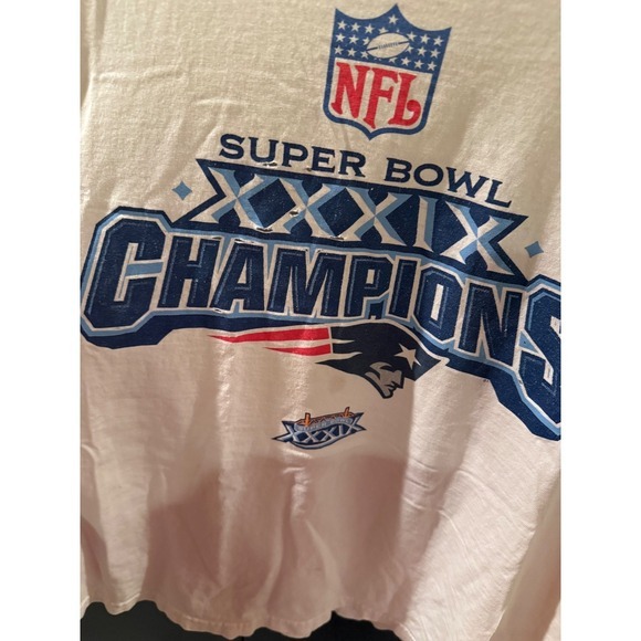 New England Patriots Super Bowl XXXIX Champions NFL T Shirt XL White‎ Delta - Picture 4 of 6